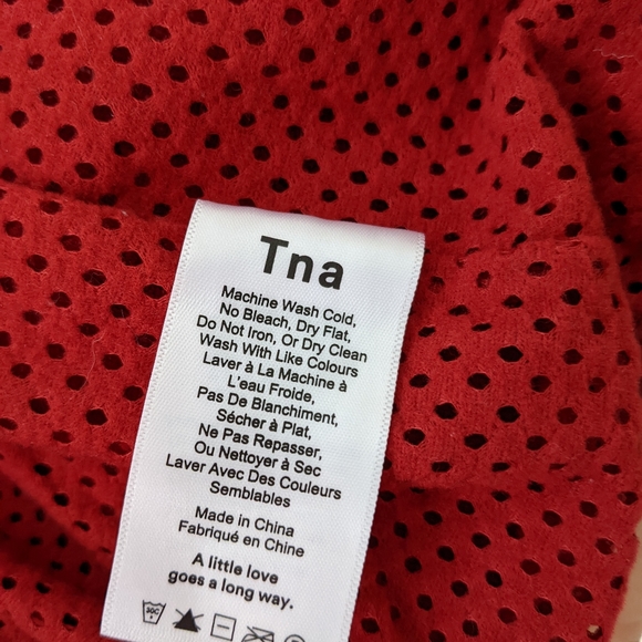 Aritzia TNA Fuzzy Zip Up Sweater, Red, XS - Picture 6 of 6